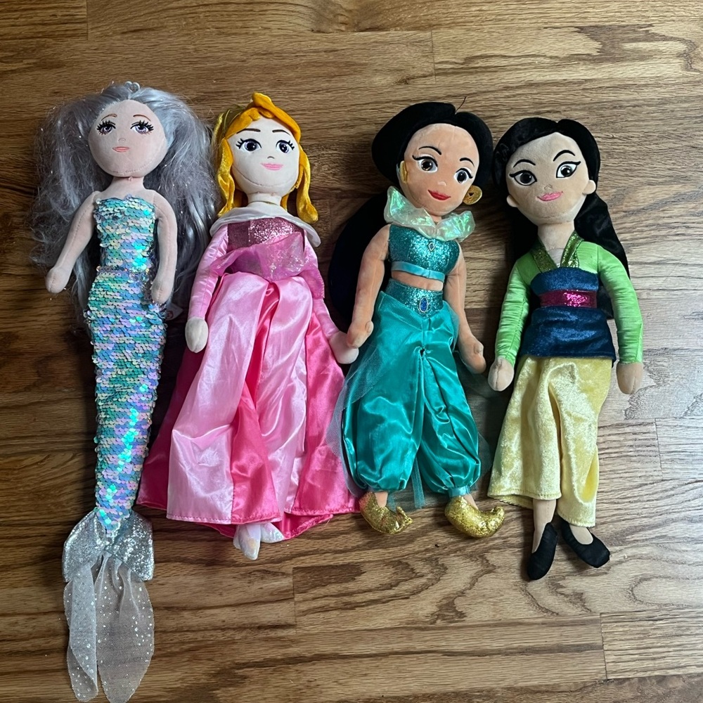 TY Princess and Mermaid Plush Doll Set